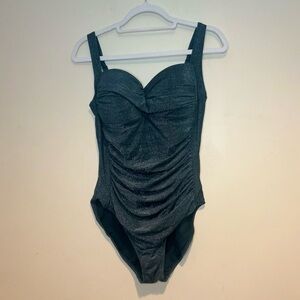 NipTuck Deep Blue Shimmer Muti Cup Fit Swimsuit Sz 10